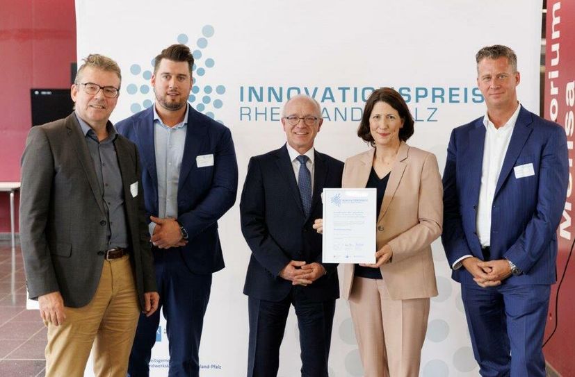 V.l.n.r.: Clemens Beckmann (Managing Director und Co-Founder Greenplan), Dennis Kunz (Director Marketing EPG), Jörg Haseneier, Bürgermeister der Stadt Boppard, Daniela Schmitt (Ministerin für Wirtschaft, Verkehr, Landwirtschaft und Weinbau Rheinland-Pfalz), Marco Ehr-hardt (President of EPG).