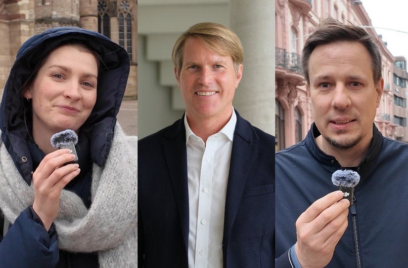 V.l.: Theresa (27) aus Trier, Thomas Stiren, IHK-Präsident Trier und Ingo (49) aus Wolsfeld.