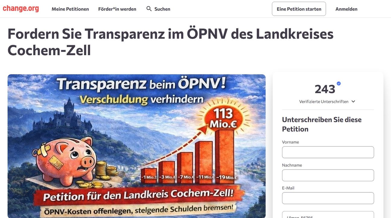 Diese Petition wurde im Internet auf der Seite change.org gestartet.