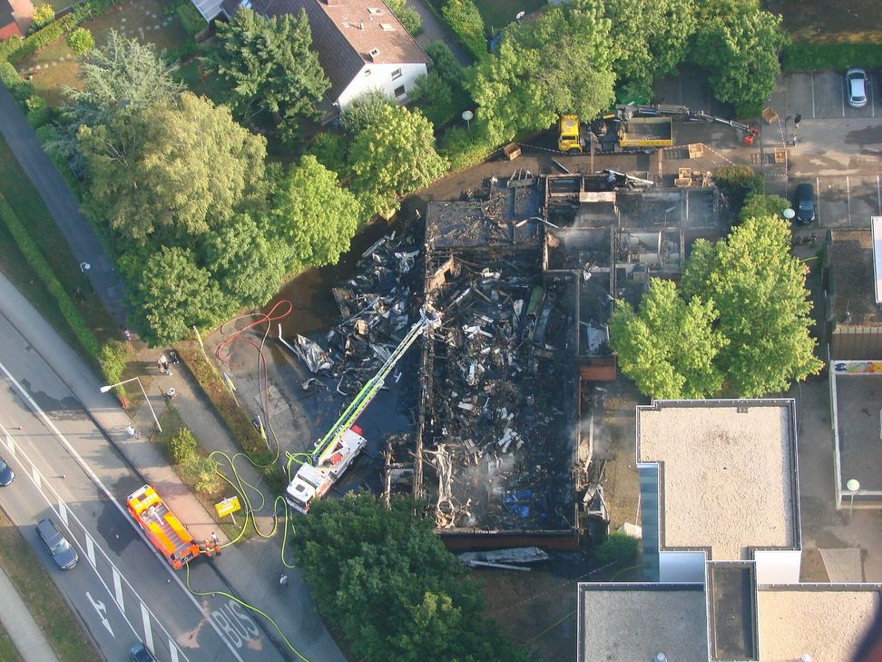 Das Bild zeigt den Brand im Supermarkt am 10. August. Foto: Polizei