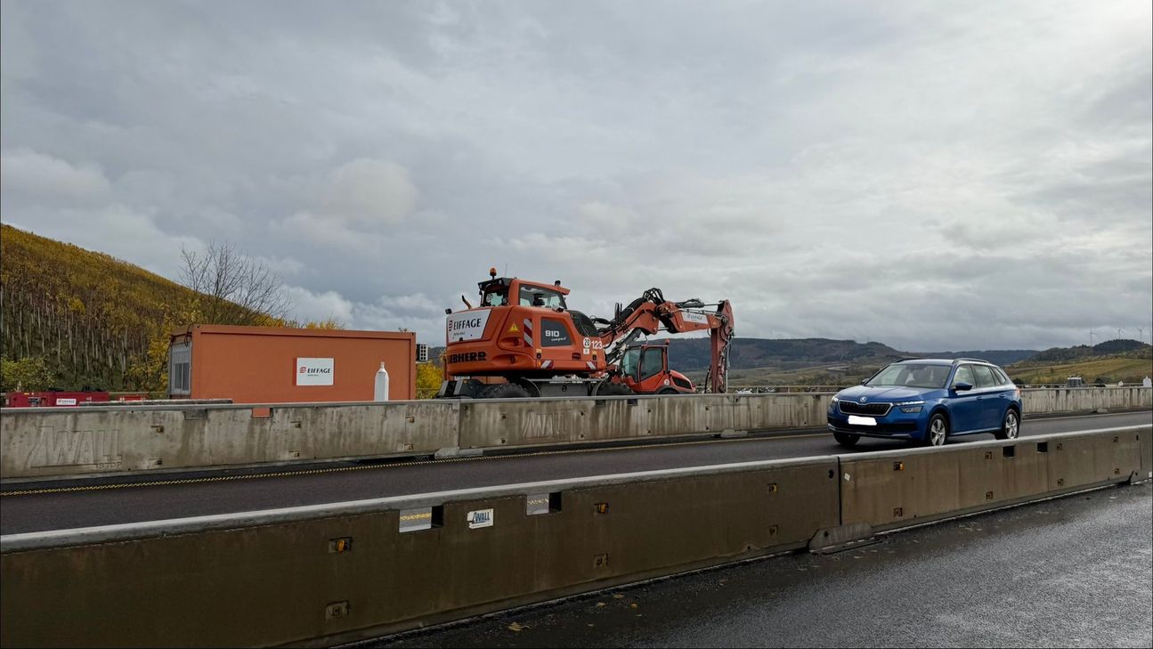 Baustelle auf der A1, am Autobahndreieck Trier