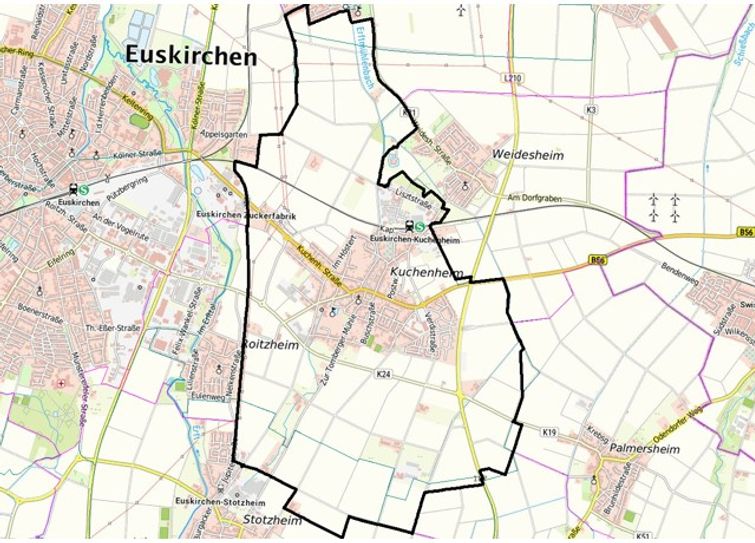 Die Karte zeigt das von der „Aufstallung“ betroffene Gebiet. Hier müssen die Vögel in geschlossenen Ställen gehalten werden. Foto: Kreis Euskirchen