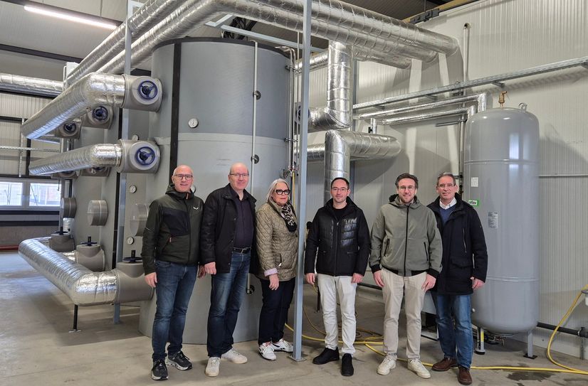 Von links: Michael Weyand (weizenACHT GmbH), Markus Bongard, Juliane Schmidt (Beigeordnete Sohren), Alexander Brill, Philip Schneider (evb) und Frank-Michael Uhle (Kreisklimaschutzmanager).