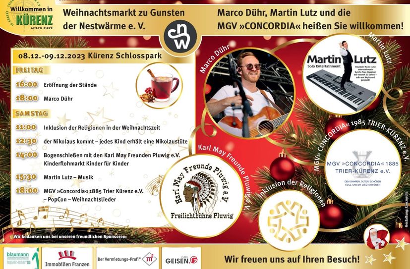 Das Plakat vom Weihnachtsmarkt Kürenz zu Gunsten der Nestwärme e.V.