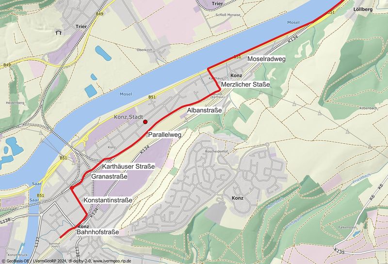 Darstellung der neuen Pendler-Route. VG Konz