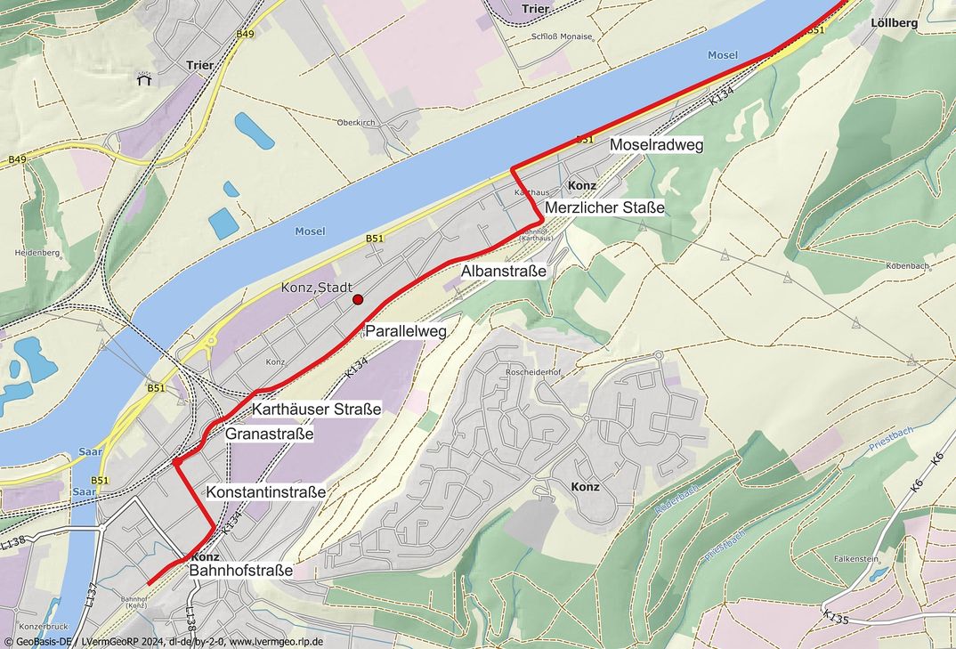 Darstellung der neuen Pendler-Route. VG Konz