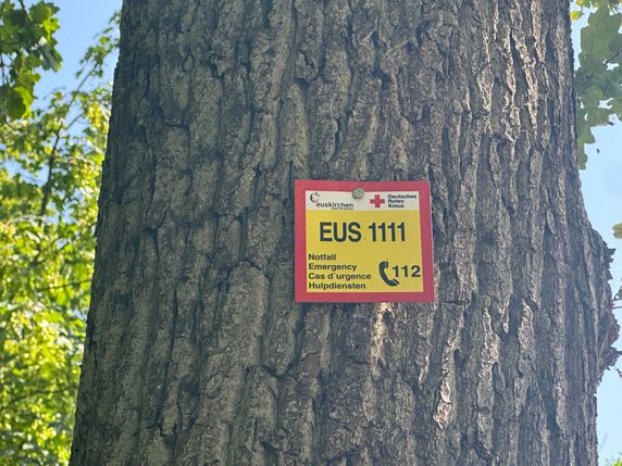 Ein Rettungspunkt am Stadtwald in Euskirchen.