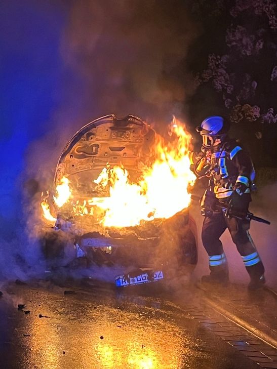 Durch den schnellen Einsatz der Feuerwehr konnte ein Übergreifen der Flammen auf andere Autos verhindert werden.