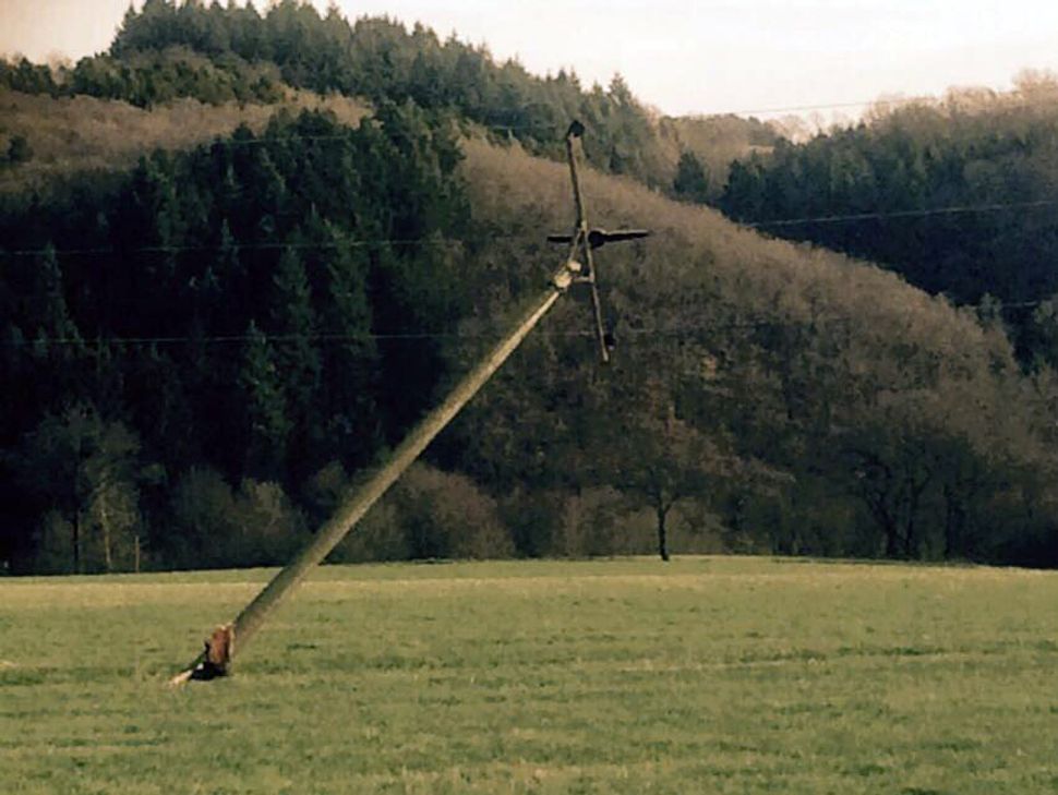 Eine umgekippte Stromleitung sorgte für einen Stromausfall im Mechernicher Stadtgebiet. Foto: Polizei