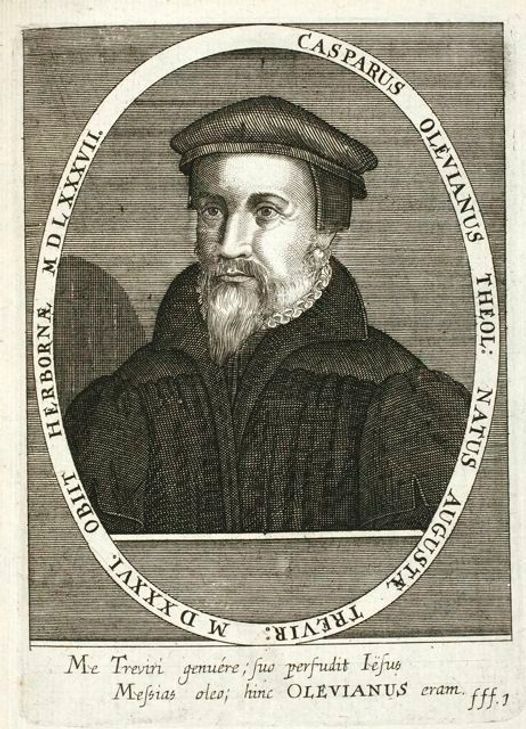 Caspar Olevian, reformierter Theologe und bedeutender Vertreter der »Zweiten Reformation« in Deutschland, wurde 1536 in Trier geboren. Sein Nachname leitete sich vom Vorort Olewig ab, aus dem die Familie stammte. Nach dem Studium in Frankreich wurde der Student evangelisch und gelobte, in seiner Heimatstadt bei der Einführung der Reformation zu helfen. Er studierte Theologie in Genf (bei Calvin) und in Zürich. 1559 erhielt Olevian vom Rat in Trier eine Stelle, predigte öffentlich und hatte einen derartigen Zulauf, dass etwa ein Drittel der Trierer Bevölkerung sich der Reformation zuneigte. Da Trier keine freie Reichsstadt war, ließ der Kurfürst und Erzbischof das evangelische Bekenntnis nicht zu und verwies die Führer der Stadt. Flugs wurde 1560 der Jesuitenorden nach Trier geholt, der das kirchliche und geistige Leben der folgenden beiden Jahrhunderte im Sinne der katholischen Gegenreformation bestimmte.