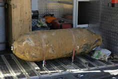 Diese amerikanische Fünf-Zentner-Bombe wurde vom Kampfmittelbeseitigungsdienst der Bezirksregierung Düsseldorf in Zülpich-Hoven entschärft. Foto: Petra Grebe