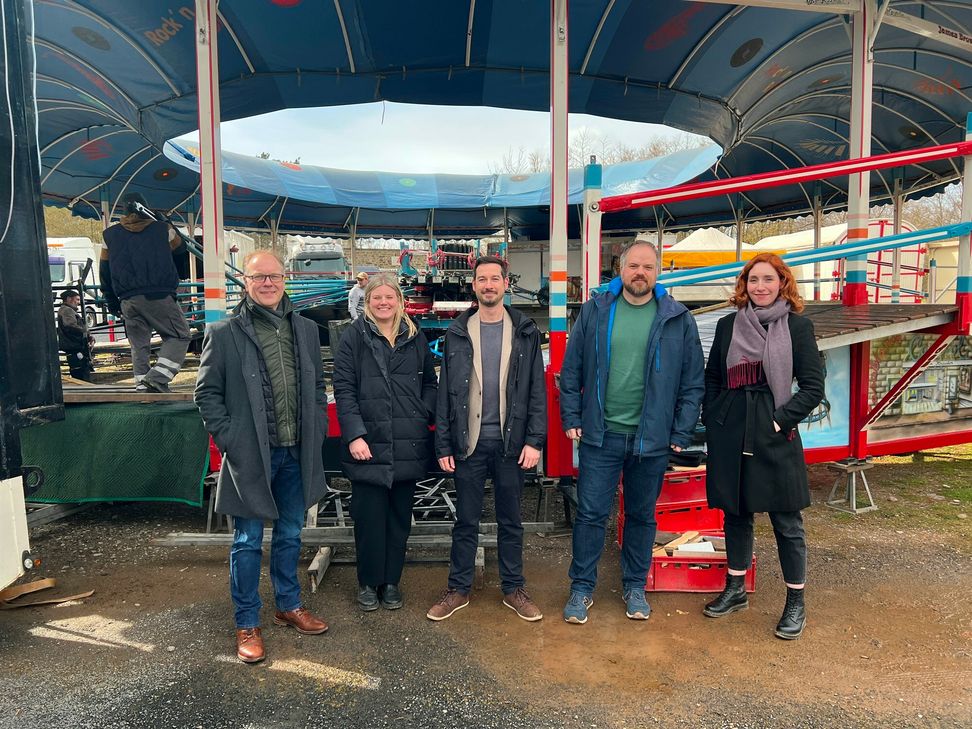 Dr. Carsten Vorwig (v.li), Alina Hilbrecht, Daniel Manner, Raphael Thörmer und Ann Heinen vom LVR-Freilichtmuseum in Kommern vermittelten beim Jahresgespräch einen Einblick in laufende Projekte und sprachen über kommende Veranstaltungen.