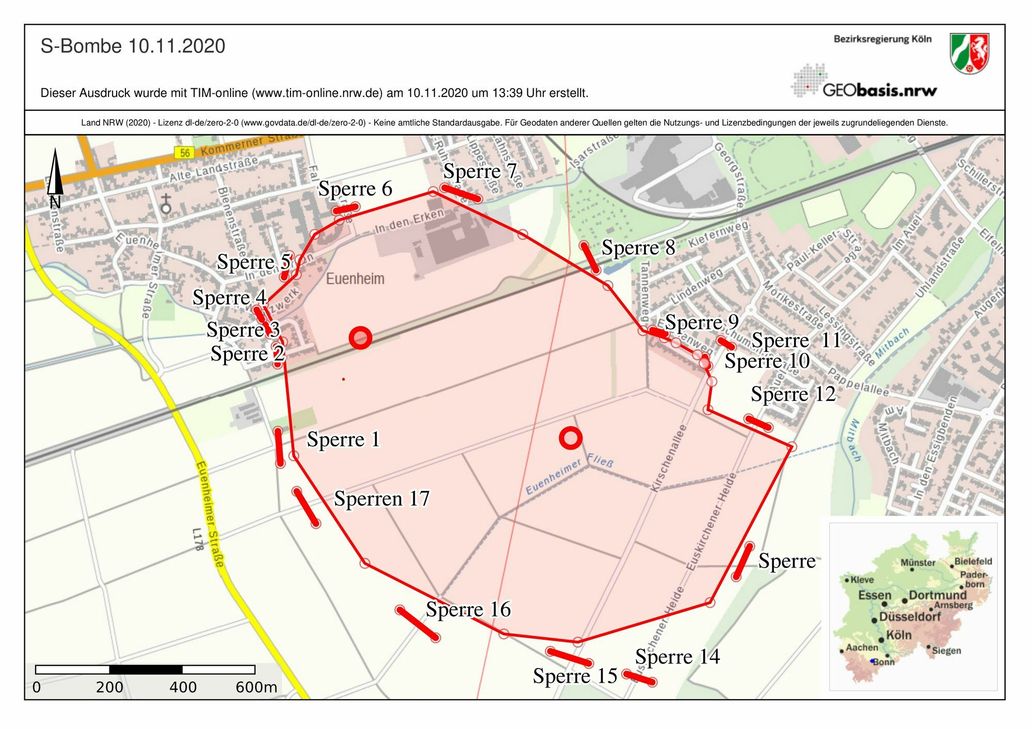 Das Evakuierungsgebiet. Quelle: Kreisstadt Euskirchen