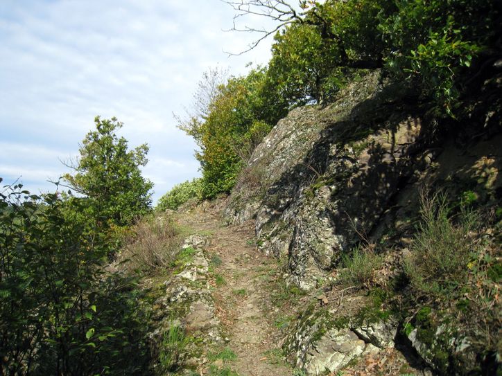 Pfad mit Felspassagen oberhalb von Schuld.