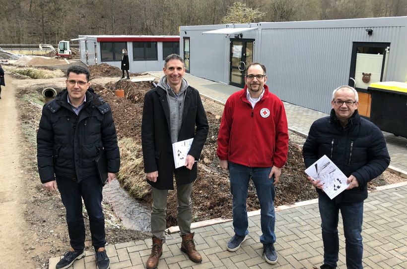 Sie stellten den modernen Containerstandort in Olef vor (v.li.): Armin Fischbach, Marcel Wolter,  Ralf Krutwig und Thomas Pick.