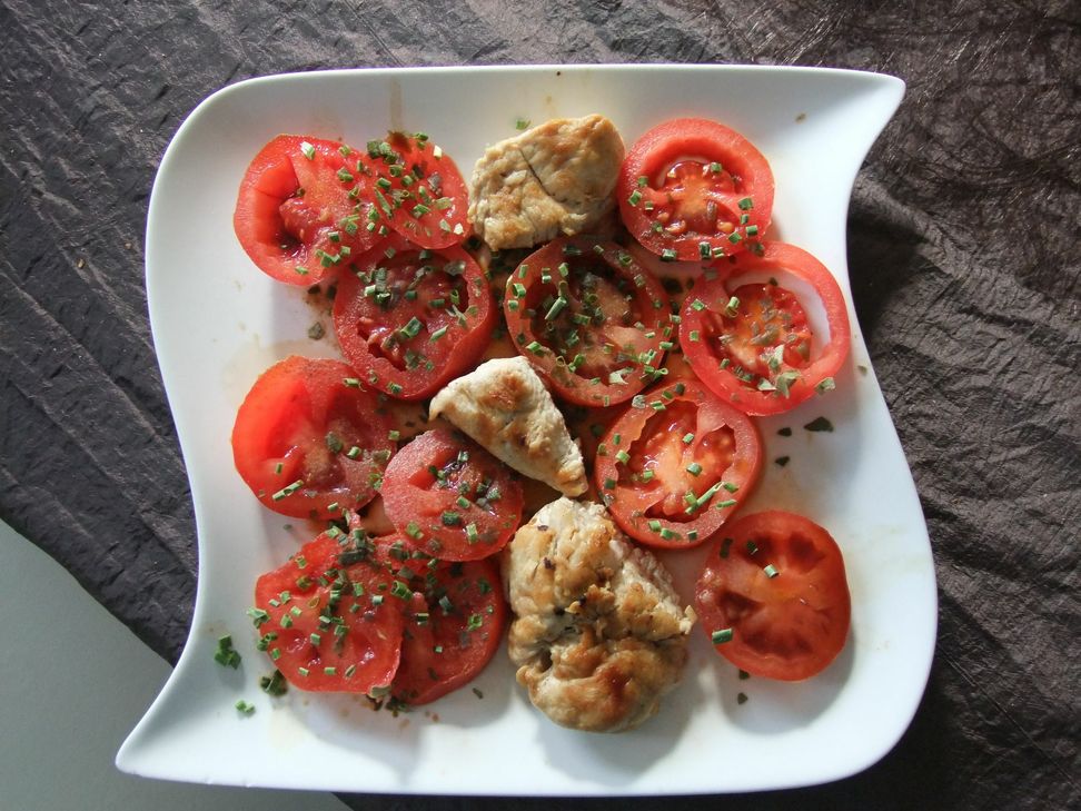 Heute standen bei mir Eisen und Proteine auf der Speisekarte - es gab Tomaten und Putenfilet.