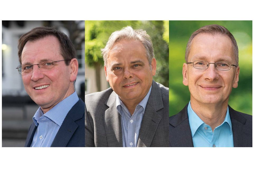 Die drei Kandidaten Martin Braun (CDU), Manfred Ruch (unabhängig) und Andreas Geron (unabhängig) stehen zur Wahl.