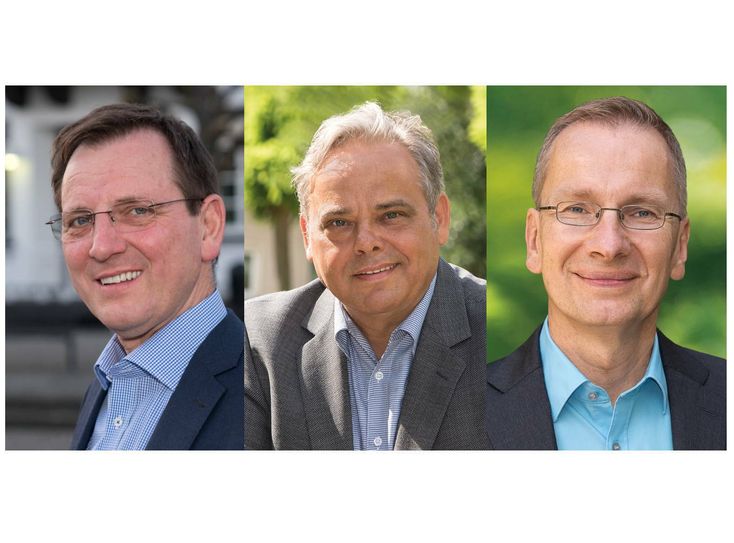 Die drei Kandidaten Martin Braun (CDU), Manfred Ruch (unabhängig) und Andreas Geron (unabhängig) stehen zur Wahl.