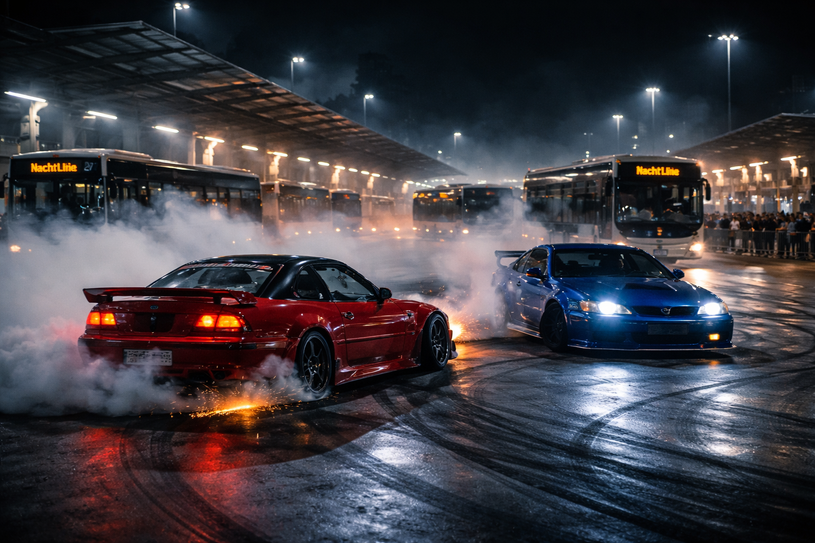 Wie auf diesem Symbolfoto drifteten am Kirner Busbahnhof mehrere Fahrzeuge