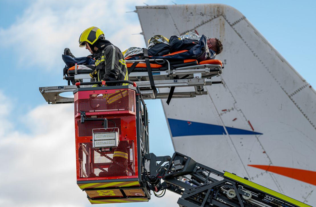 Notfallübung am Flughafen Hahn.
