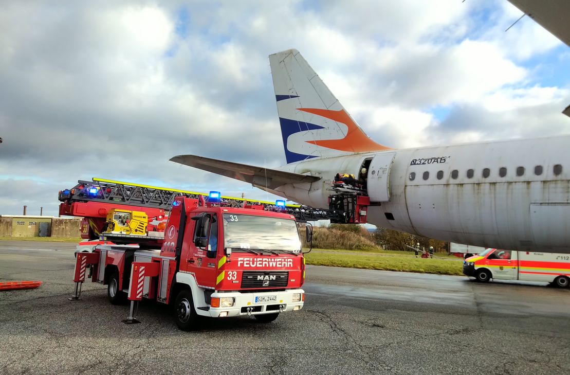Notfallübung am Flughafen Hahn.