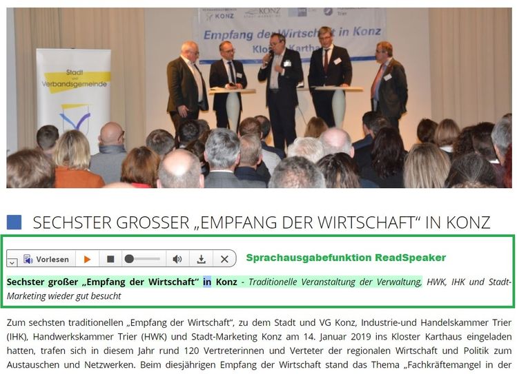 Die Konzer Webseite kann sich ab sofort auch hören lassen. Foto: VG Konz