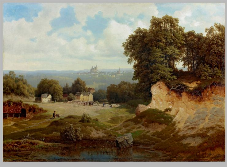 Bild Leonhard Rausch, Blick von einer Anhöhe auf eine Stadt, nach 1850
Nachweis: Museum Zitadelle Jülich