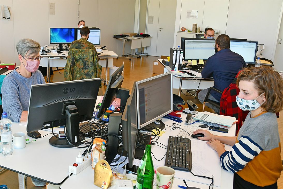 Das Corona-Lagezentrum im Kreishaus zu Beginn der Pandemie Anfang 2020.