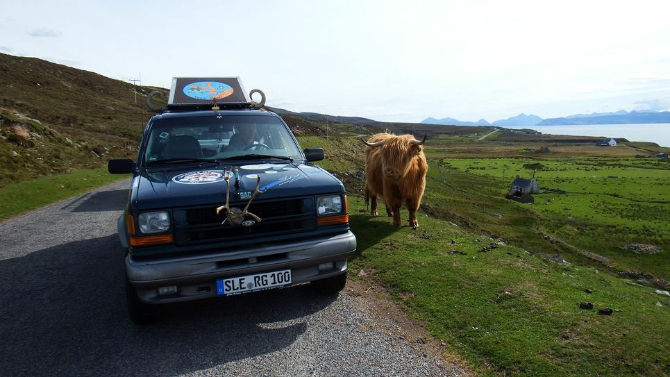 Unverkennbar: Das Team Sleyda mitten in Schottland