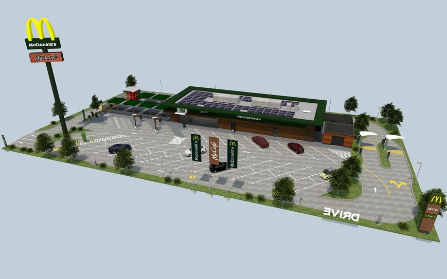 Blick von der Römerallee auf die neue McDonald’s-Filiale in Zülpich: Die Eröffnung des Schnellrestaurants ist für Herbst 2023 geplant.