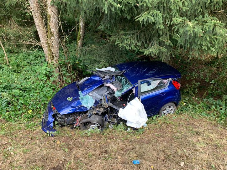 Die Fahrerin des Ford Fiesta wurde lebensgefährlich verletzt. Foto: Polizei