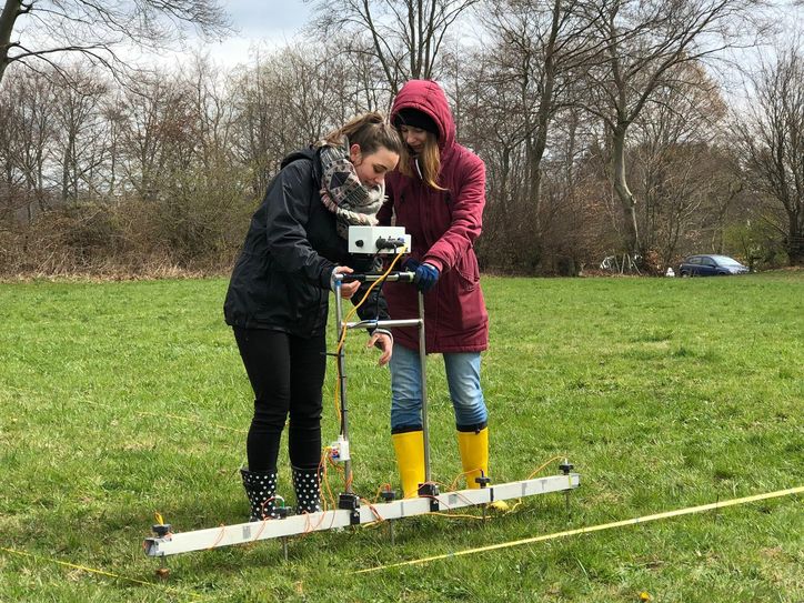 Geophysik-Studenten des Archäologischen Institutes der Uni Köln nahmen Grünflächen im Meisenbruch nahe Simmerath unter die Lupe. Foto: T. Förster