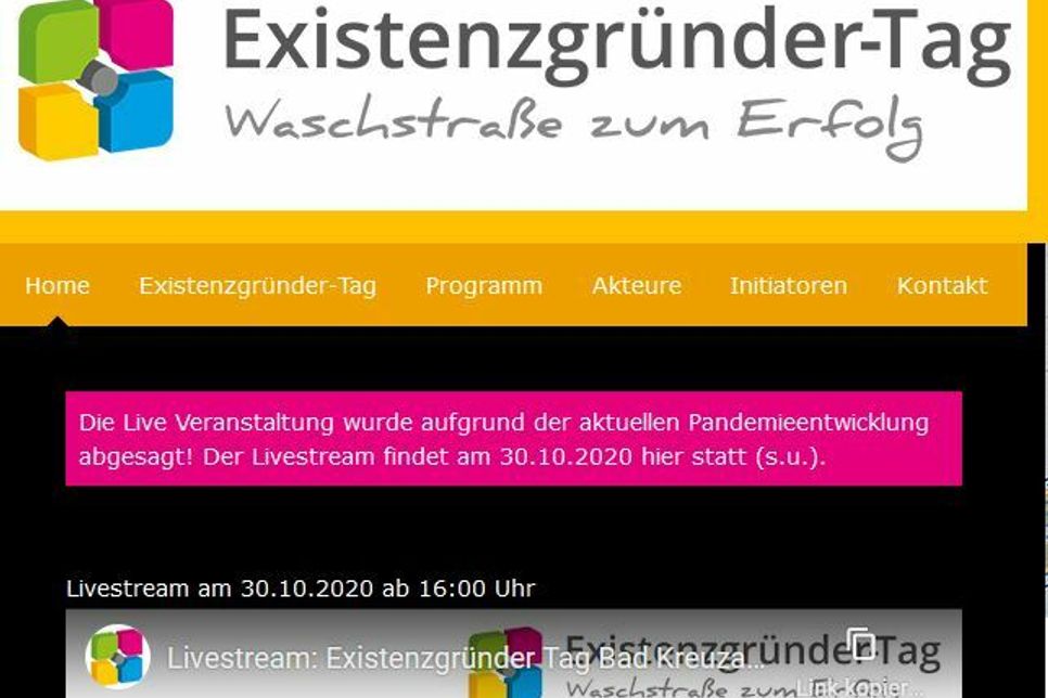 ExistenzgründerTag 2020 in Bad Kreuznach wandert ins Internet.