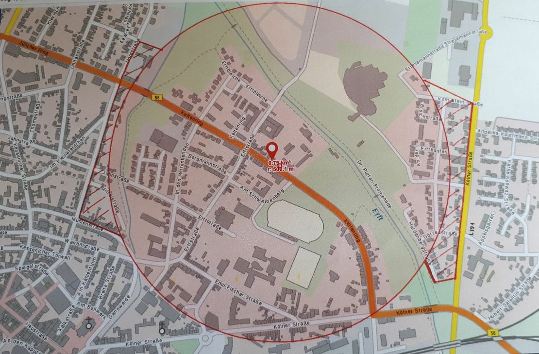 Dieser Bereich musste vor der Entschärfung der Bombe evakuiert werden. Foto: Polizei