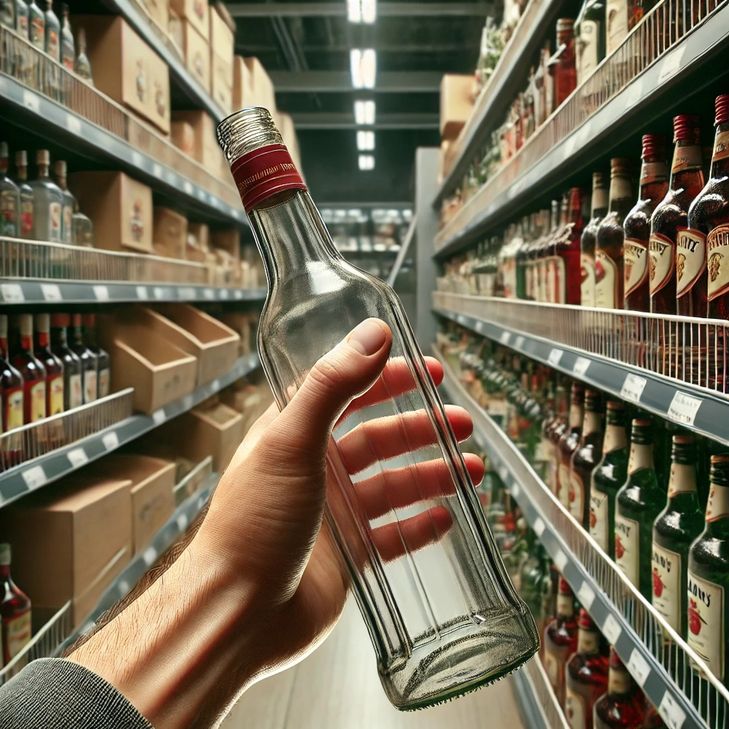 Symbolbild einer leeren Schnapsflasche.