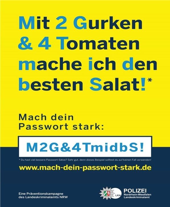 Die Aachener Polizei informiert und berät: Neue landesweite Präventionskampagne zur Verwendung sicherer Passwörter.