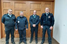 Leiter der Kreisausbildung Gregor Zehe, Dirk Nicklaus, Sebastian Berens, stv. Brand- und Katastrophenschutzinspekteur Stephan Christ. (v.l.n.r.)