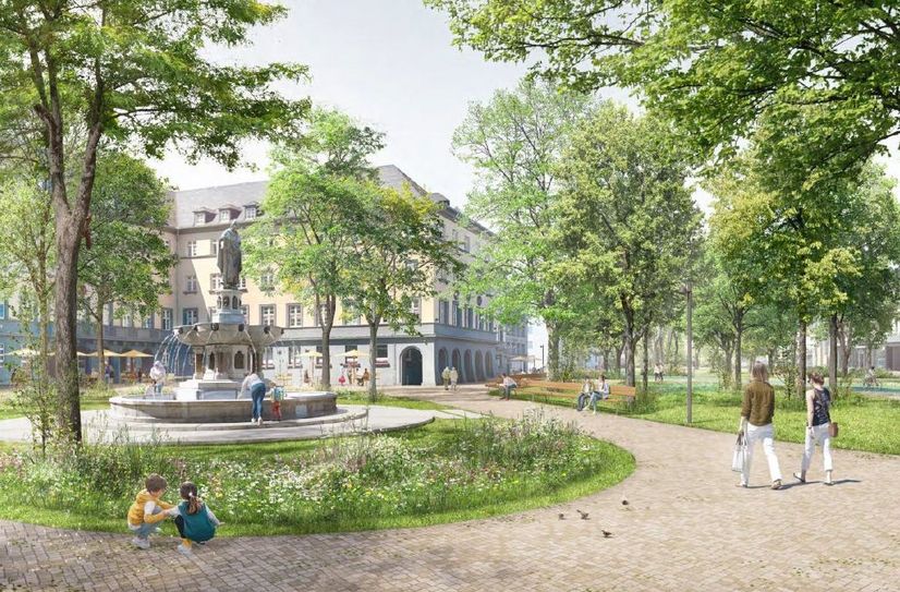 Der erstplatzierte Entwurf sieht eine deutliche Aufwertung rund um den Balduinsbrunnen vor.