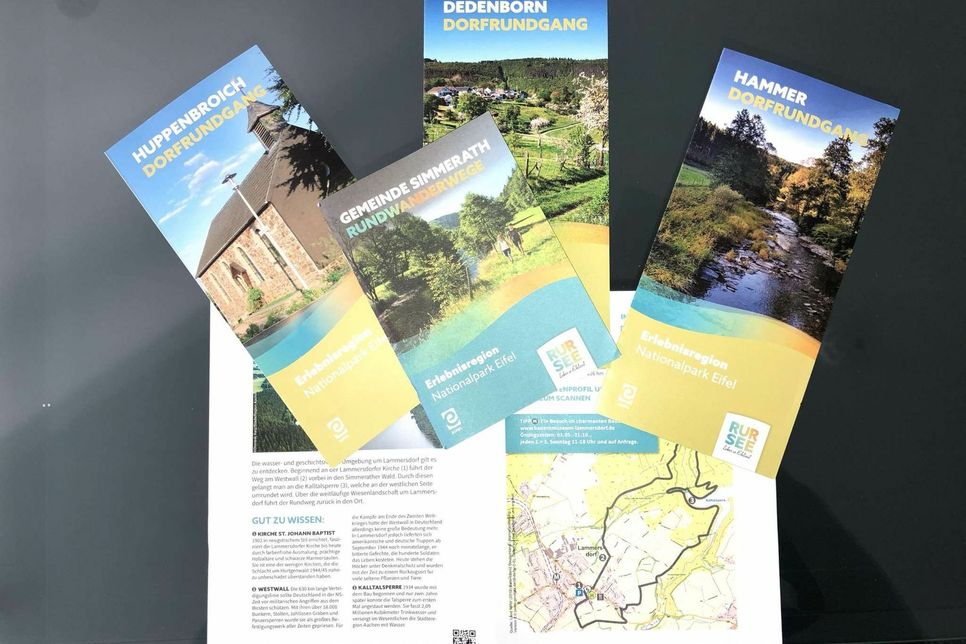 Eine neue Broschüre der Rursee-Touristik beinhaltet alle 29 örtlichen Rundwanderwege im Simmerather Gemeindegebiet - an den Startpunkten werden A3-Schilder mit Übersichtskarte und QR-Code montiert Für die Dorfrundgänge gibt es weiterhin einzelne Flyer.