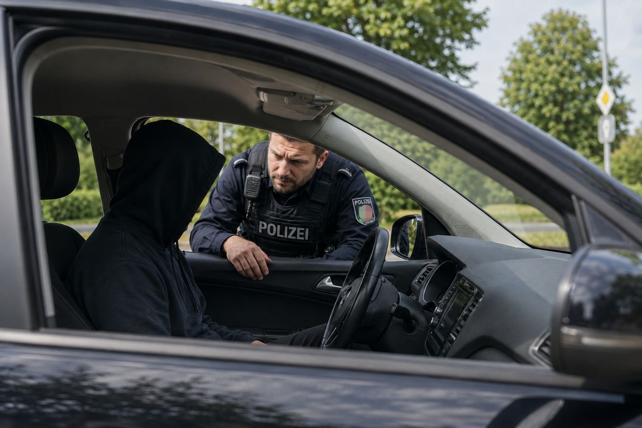 KI-generiertes Symbolfoto einer Polizeikontrolle