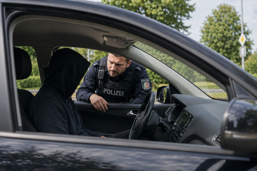 KI-generiertes Symbolfoto einer Polizeikontrolle