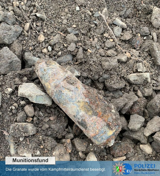 Der Fund einer Granate sorgte für Bahn-Streckensperrung. Foto: Polizei Euskirchen