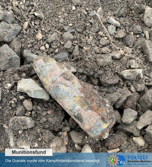 Der Fund einer Granate sorgte für Bahn-Streckensperrung. Foto: Polizei Euskirchen