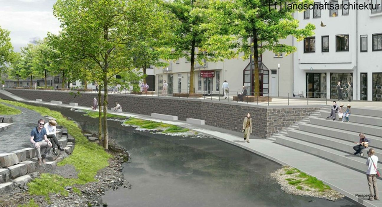 Der Planungsentwurf sieht einen durchgehend barrierefreiem Uferweg sowie einen Treppenaufgang vor.