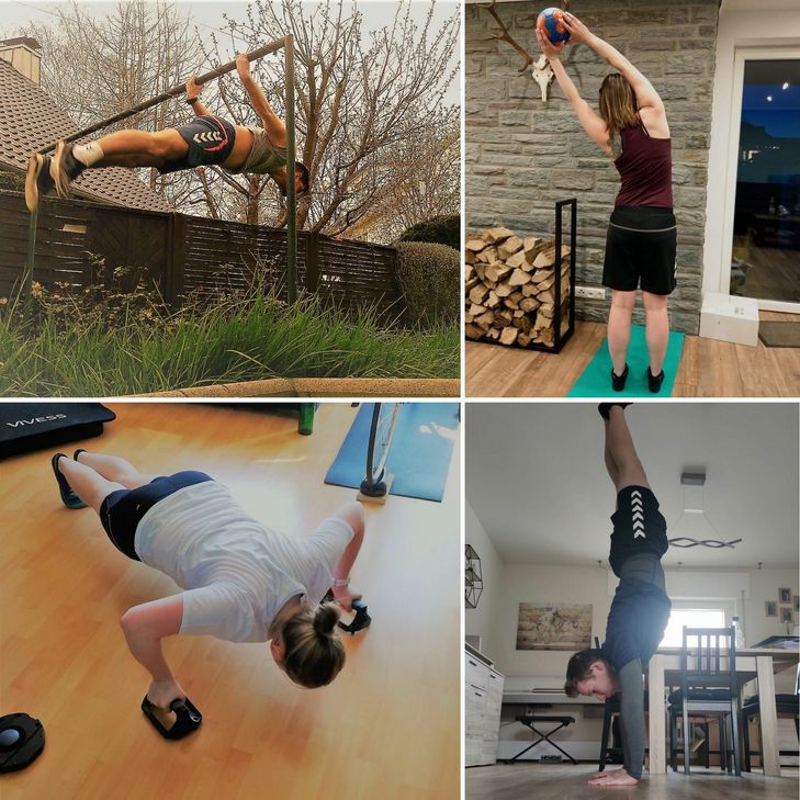 Egal ob Klimmzug, Handstand, Liegestütze oder Dehnungsübung mit dem Ball: Die Spielerinnen und Spieler des VfB Schleiden trainieren zuhause und fordern alle auf, mitzumachen. Fotos vom Training gibt es auf der Homepage des Vereins.