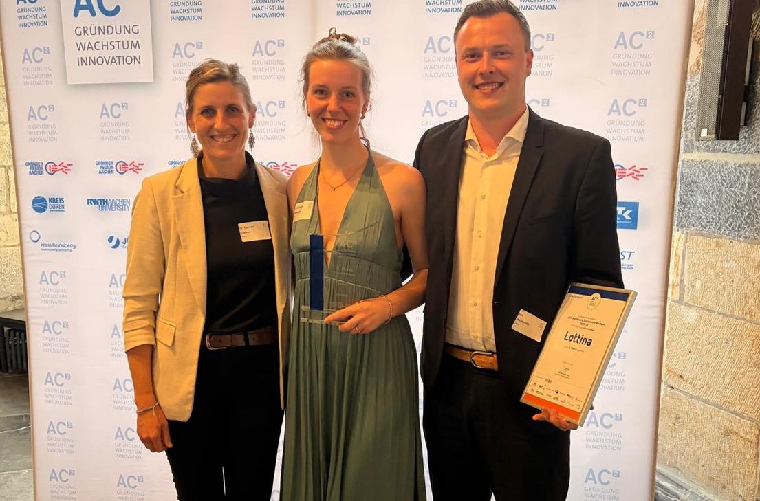 Monschaus Bürgermeisterin gratulierte dem Ehepaar Anne-Sophie und Jan Haveneth aus Mützenich, die mit ihrem Roetgener StartUp »Lottina« beim Gründerwettbewerb abgeräumt haben.