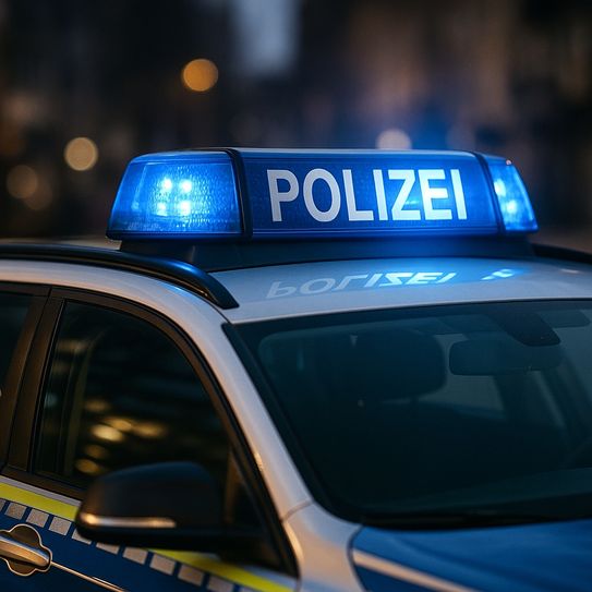 Symbolfoto eines Polizeiautos mit Blaulicht