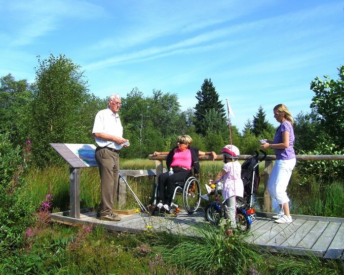 Der Dahlemer Moorpfad ist einer von vielen barrierefreien Angeboten in der Nord-eifel - eine Übersicht gibt es auf www.naturpark-eifel.de/barrierefrei Foto: Naturpark