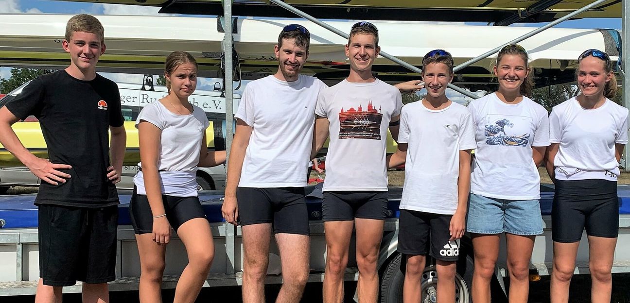 Mit 17 Siegen bei 21 Starts waren die Sportlerinnen und Sportler der RG Treis-Karden außerordentlich erfolgreich (Von links): Benjamin Bröker, Nika Freiwald, Tim Bier, Simon Haible, Jannis Junglas, Felicitas Welter und Alena Röser.
