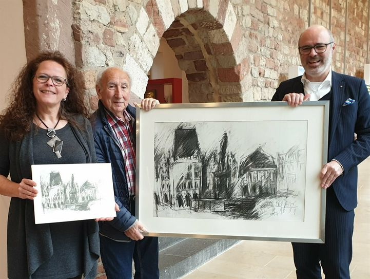 Die Kulturaktie 2022 – Dr. Bärbel Schulte, Stiftungsvorstand und Kuratorin der Trierer Kulturaktien, Sammler und Leihgeber Egon Weiland, Vorstandsvorsitzender Dr. Andreas Ammer